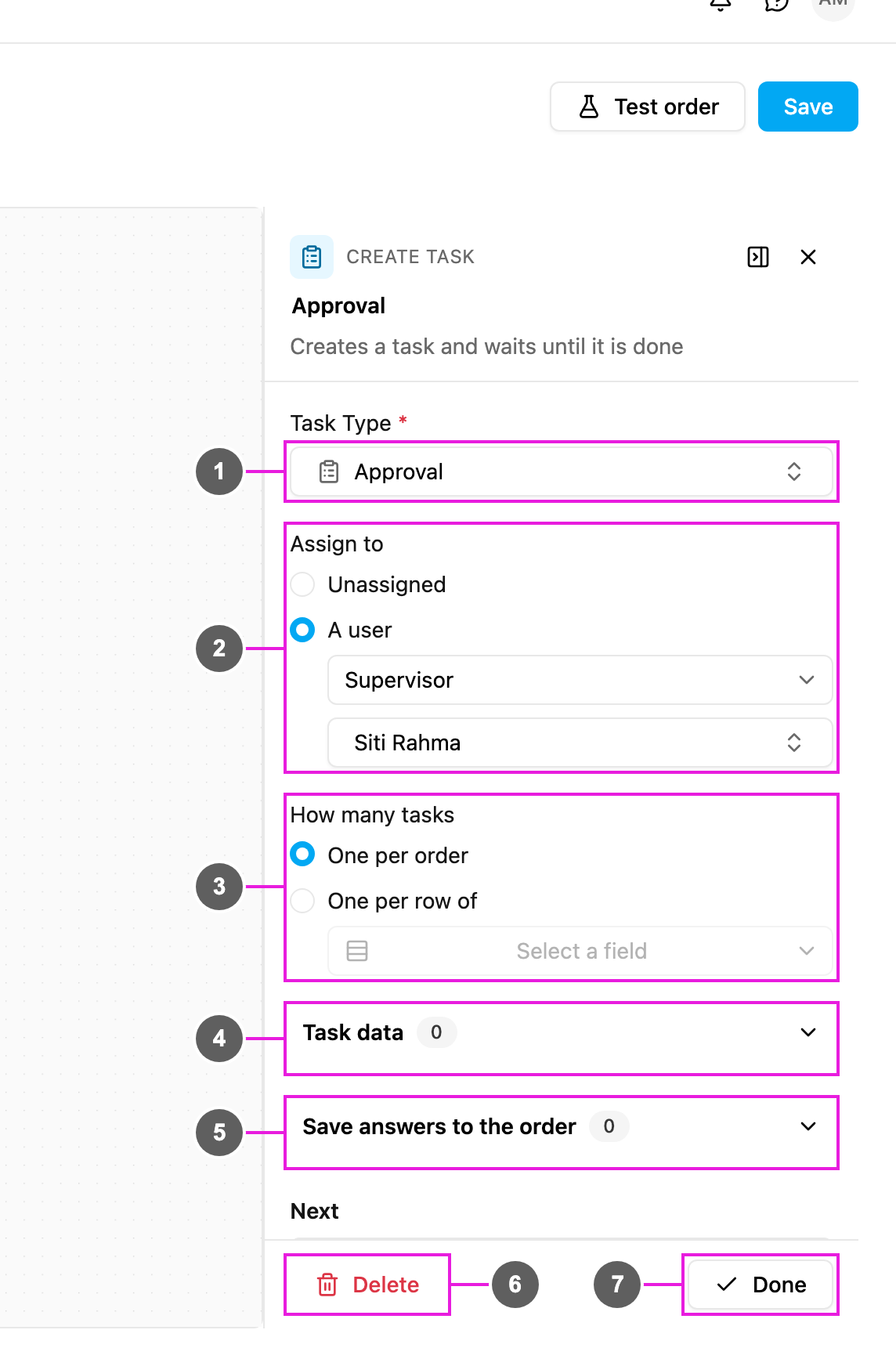 Create task settings