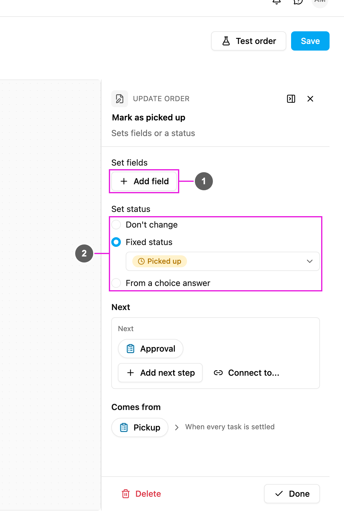 Update order settings