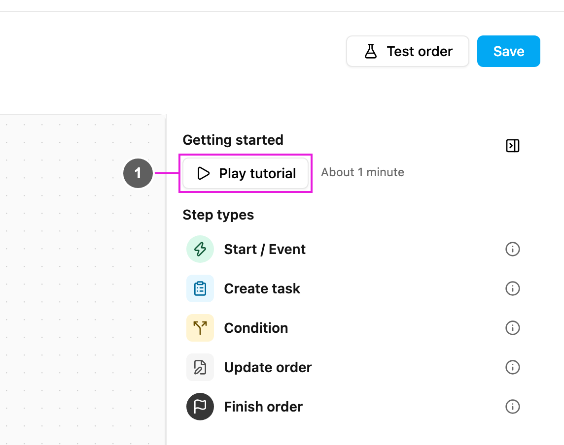Getting started in the guide panel