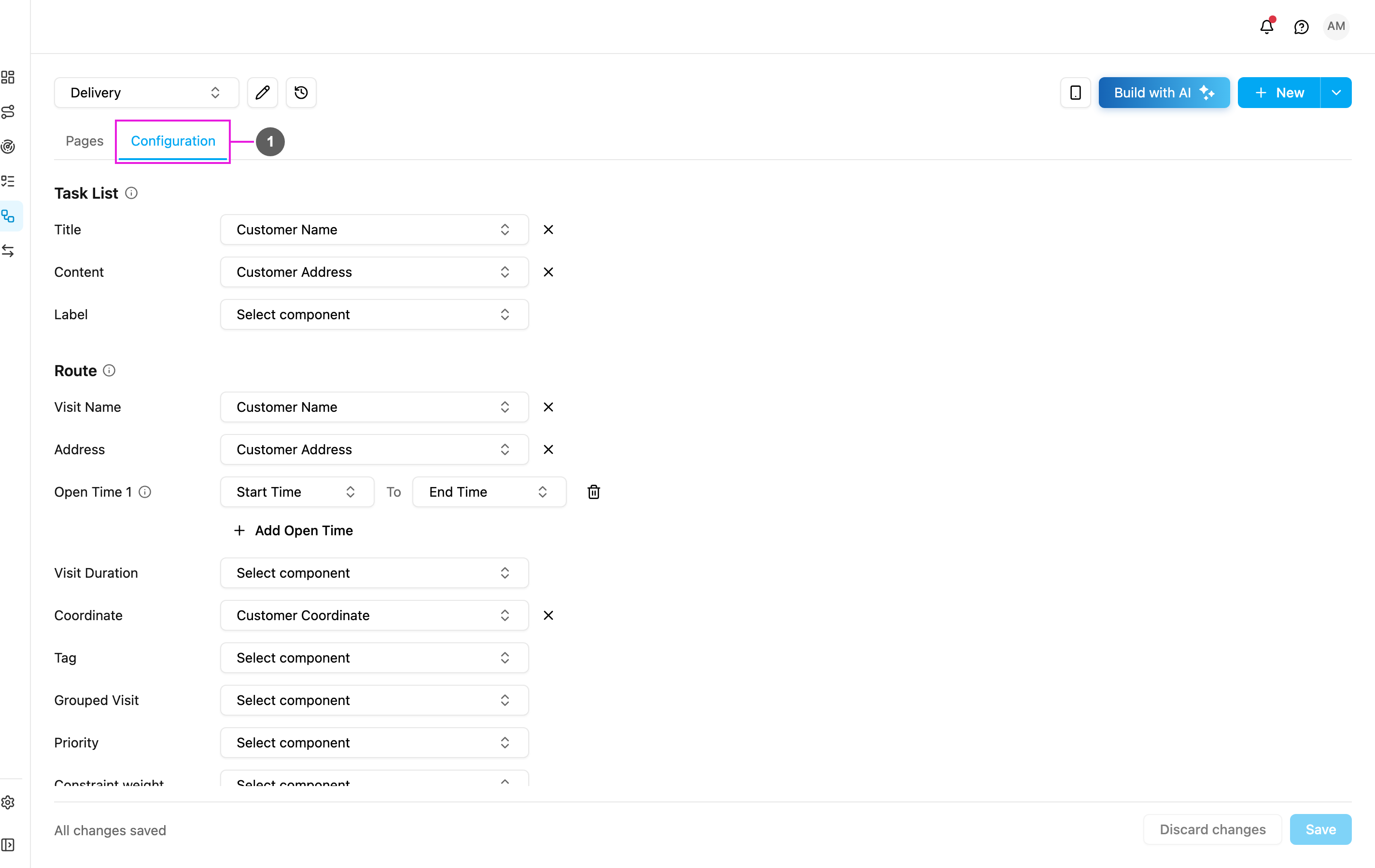 Configuration tab