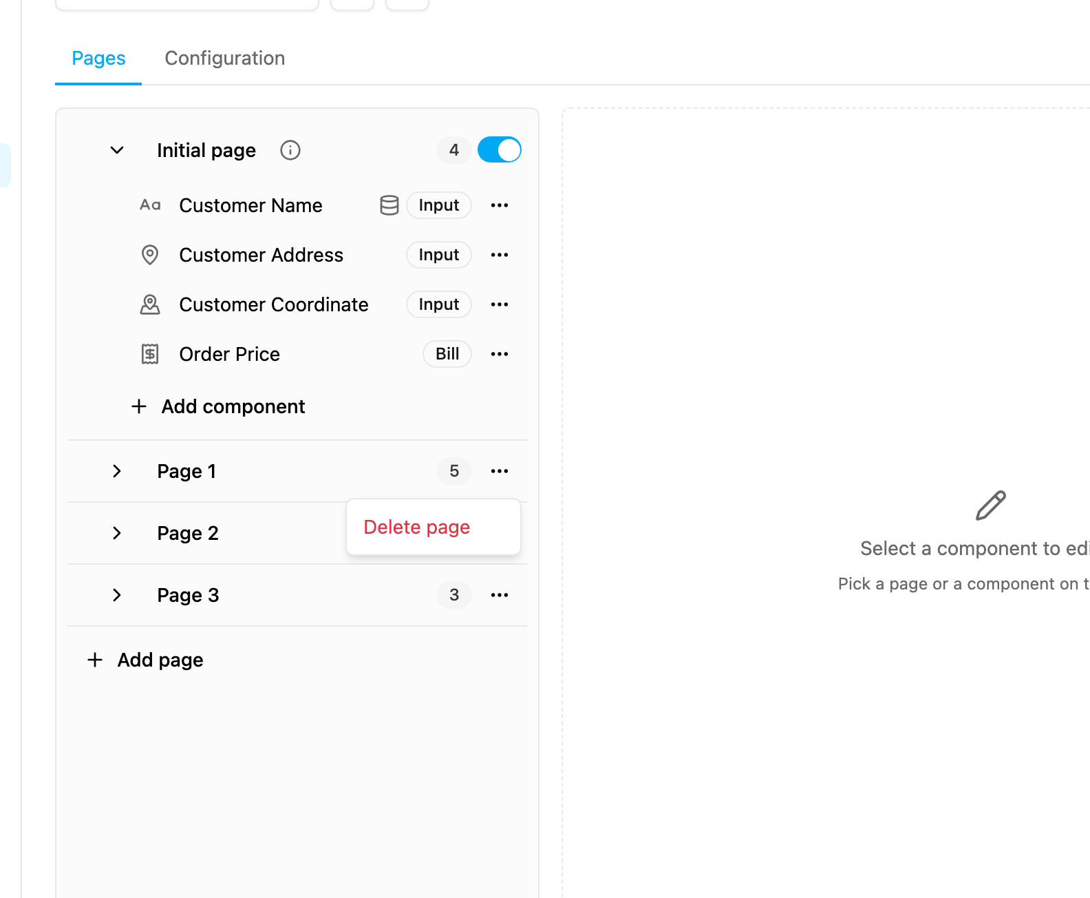 Page actions