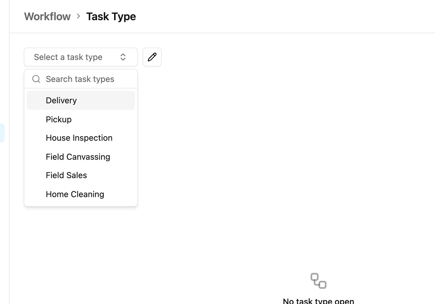 Task type picker