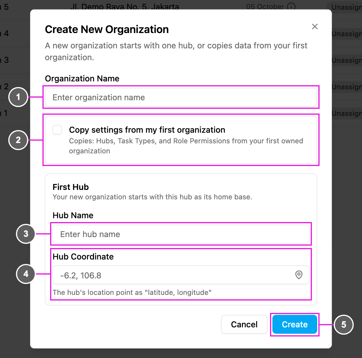 Create New Organization