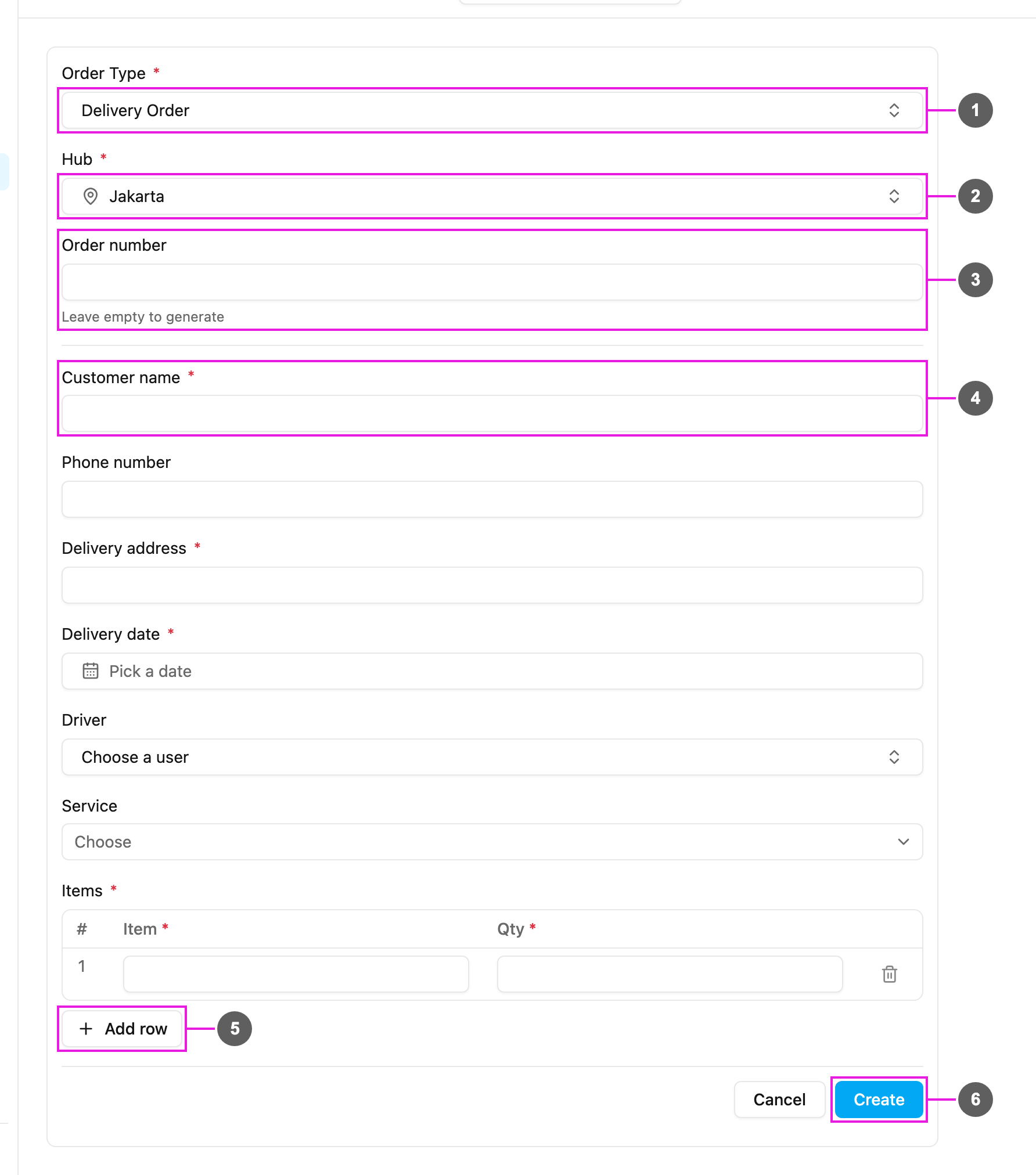 New order form