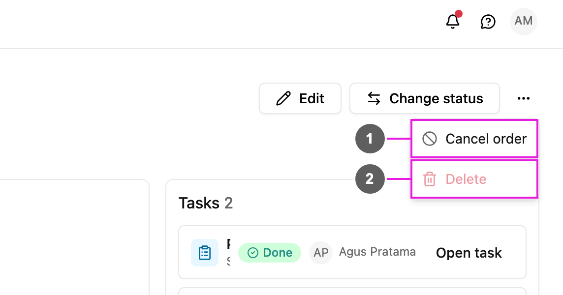 More actions menu