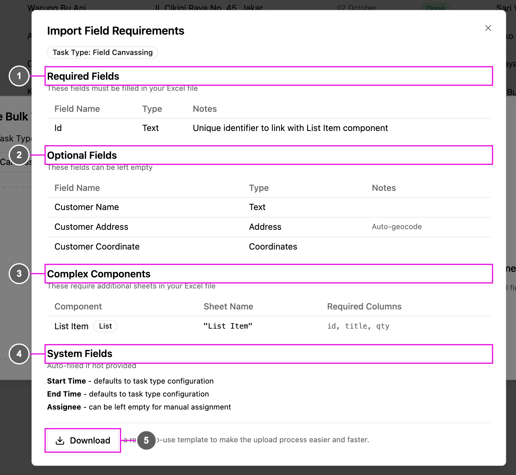 Import Field Requirements