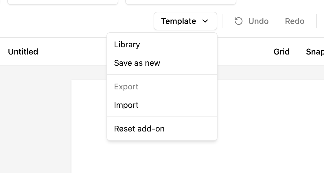 Template menu