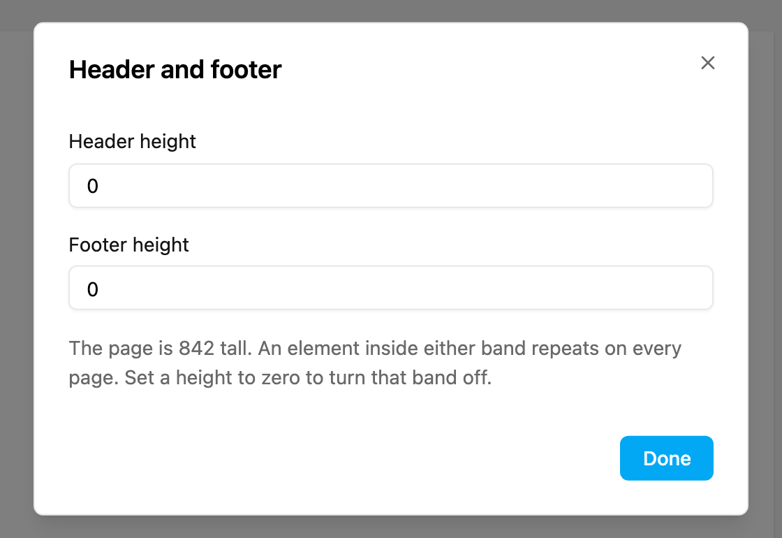 Header and footer