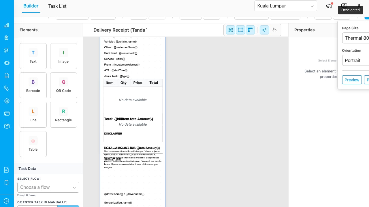 Print Settings dropdown