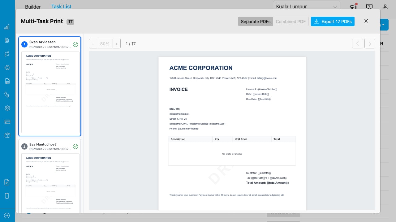 Multi-task print modal