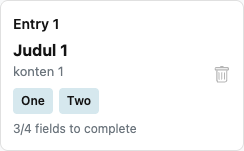 Subpage entry card with Show As