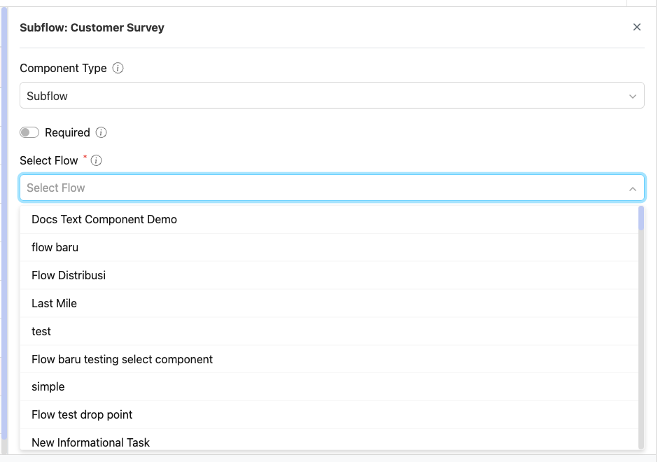 Select Flow dropdown