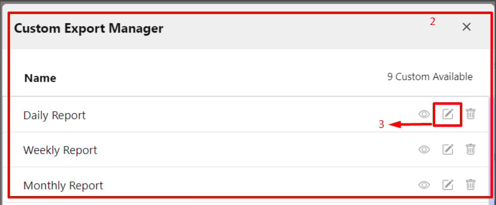 Custom Export Manager Display