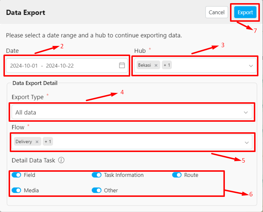 Export Form Display