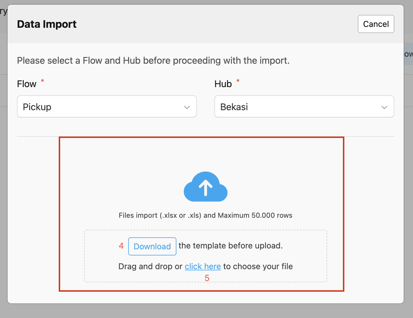 List of imported file display