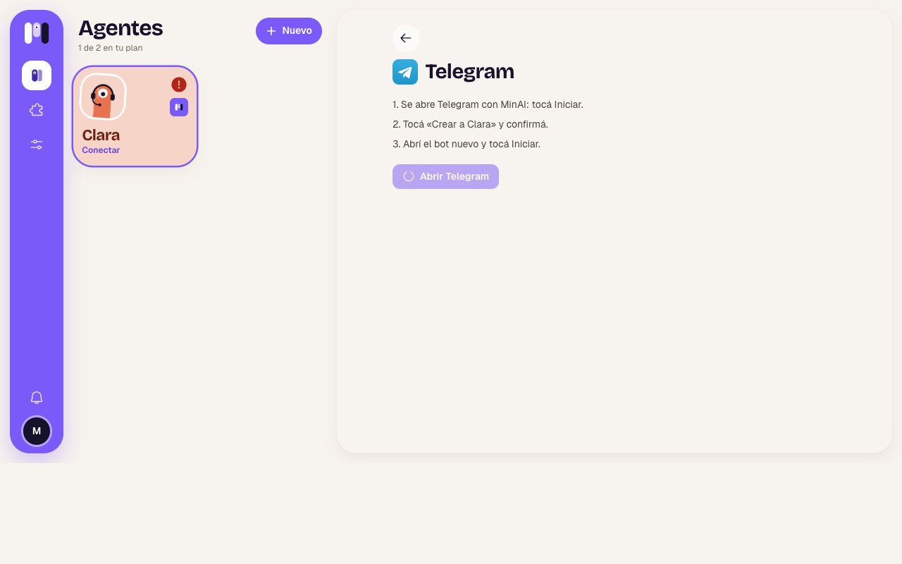 Telegram screen with the three steps and the Open Telegram button