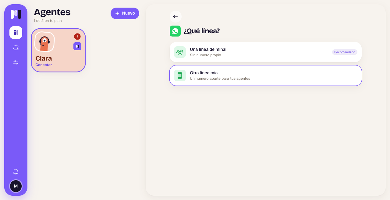 Which line? screen with A minai line and Another line of mine
