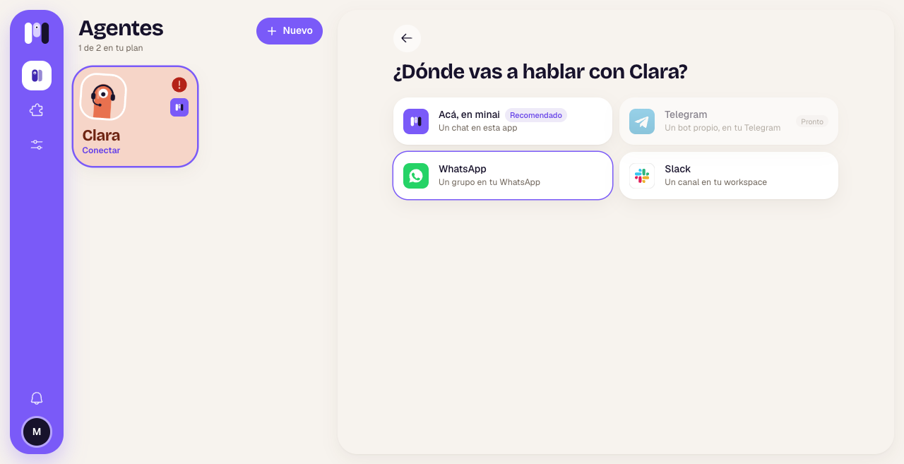Elegir dónde vas a hablar con un agente