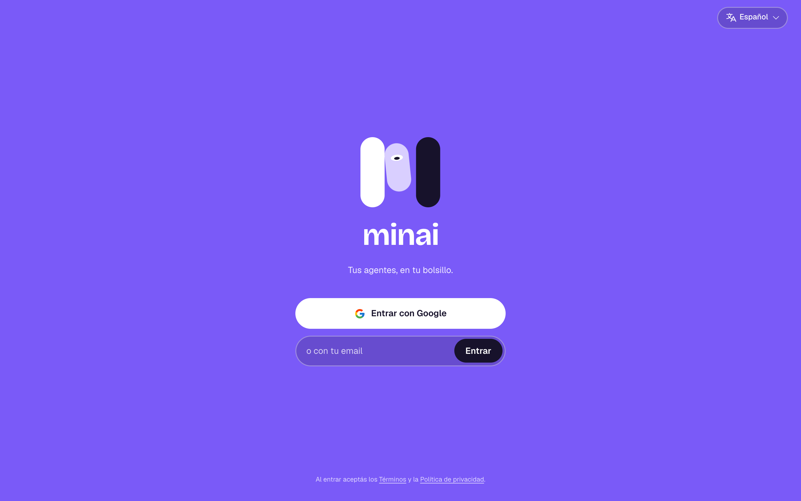 La pantalla para entrar a minai