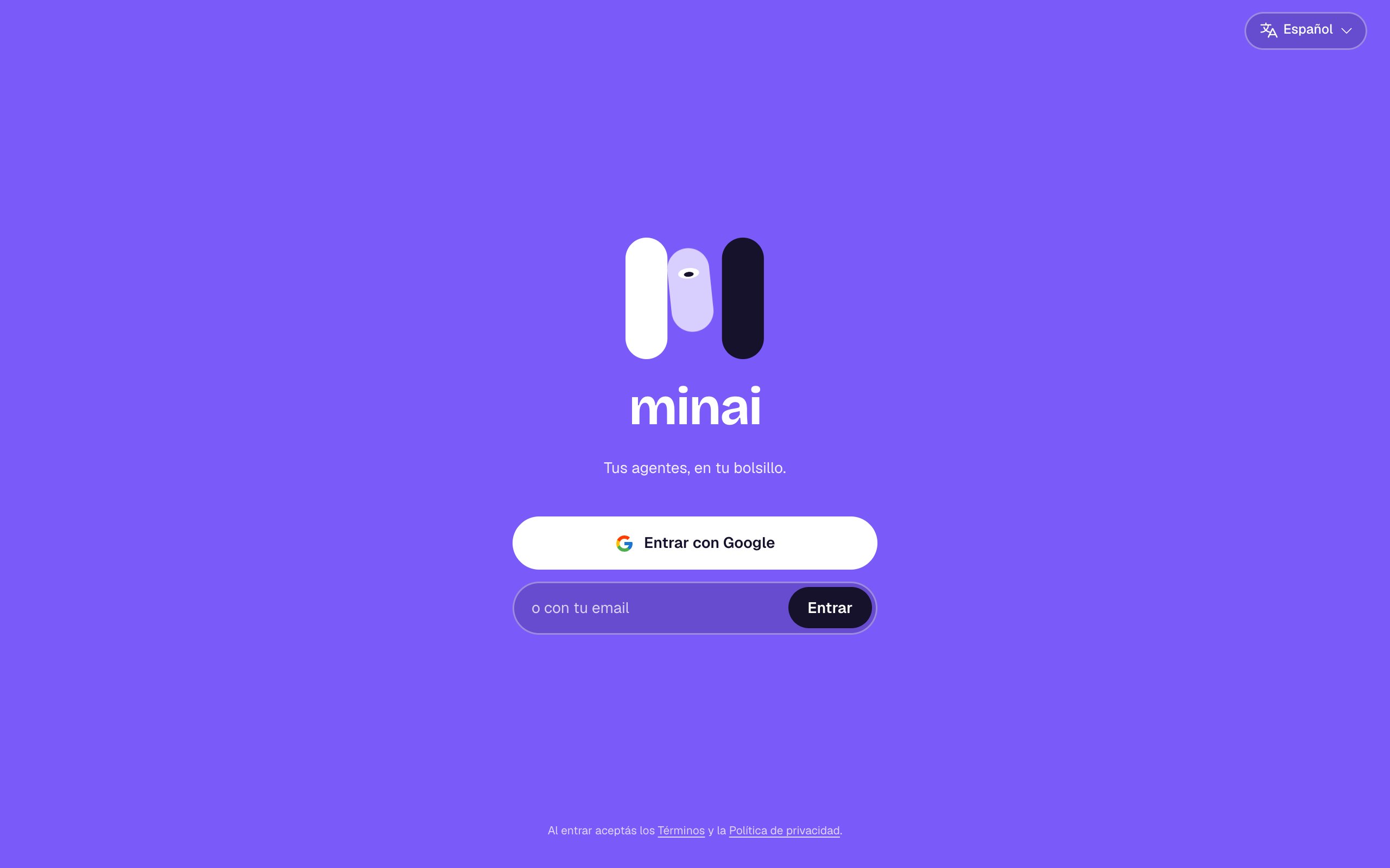 La pantalla para entrar a minai