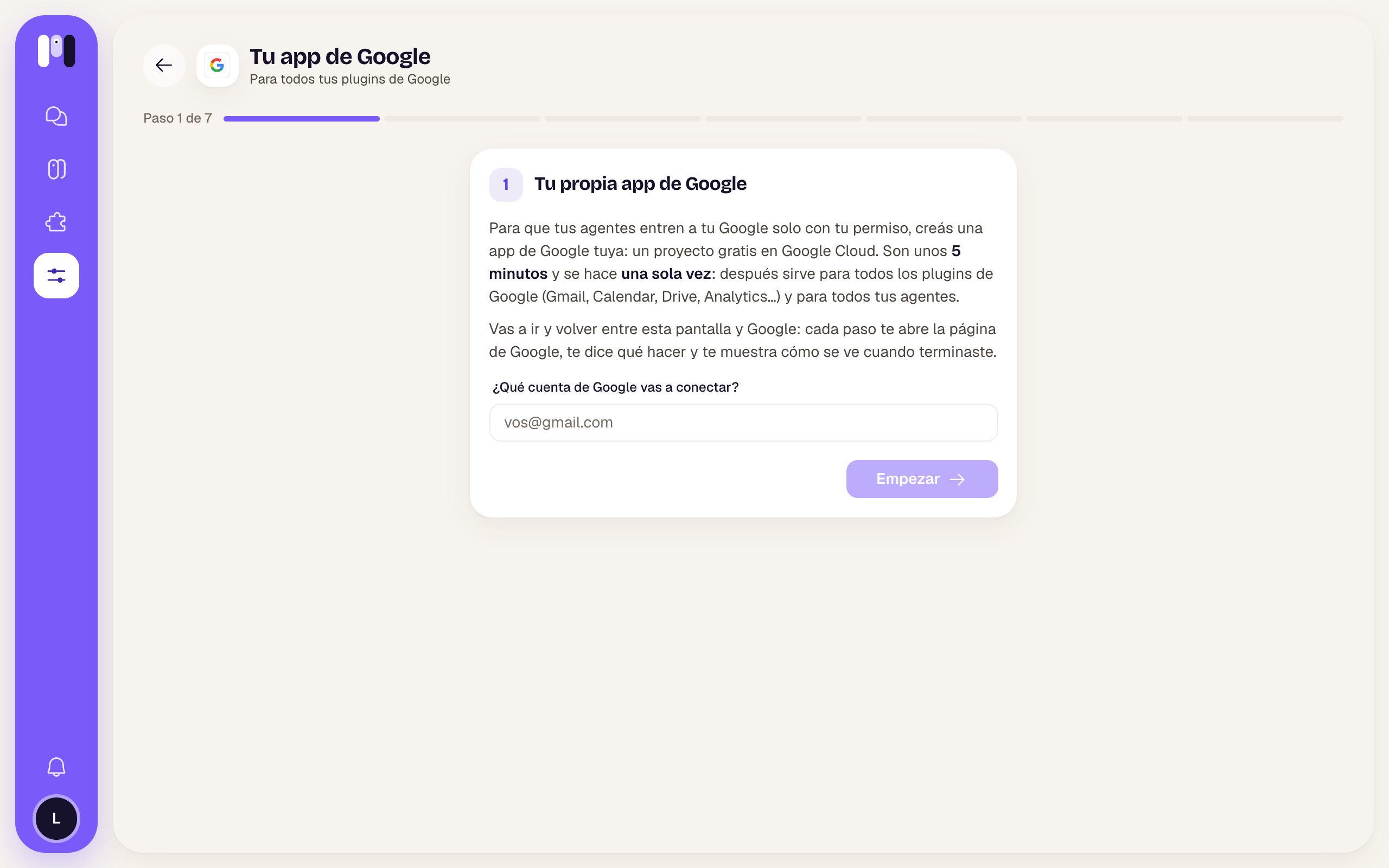Tu app de Google, paso 1 de 7