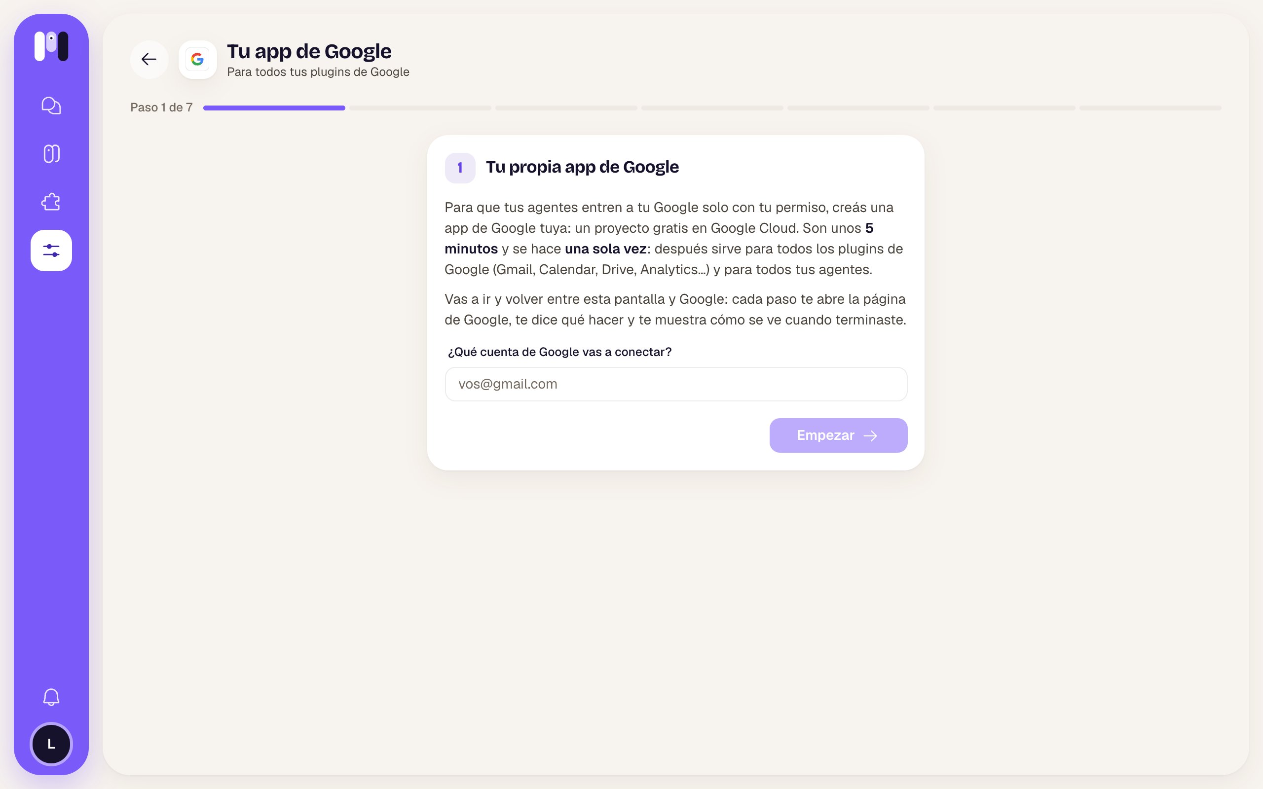 Tu app de Google, paso 1 de 7