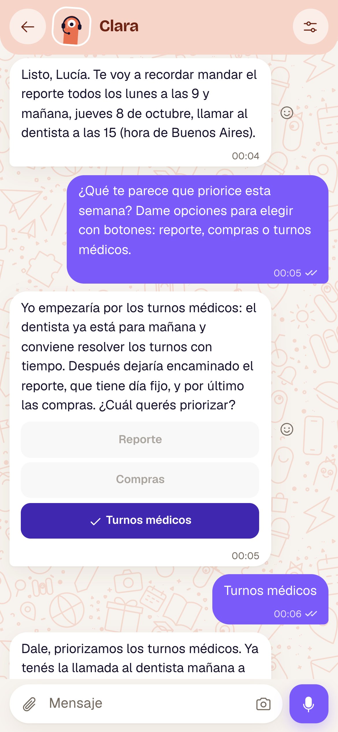 On a phone: the Doctor appointments option chosen with a checkmark and the rest dimmed
