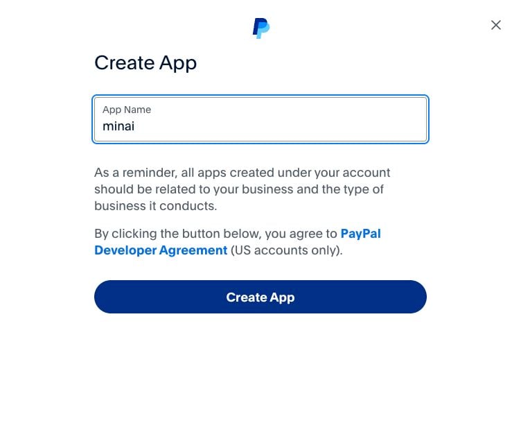 Create App con el nombre minai, antes de crear la app