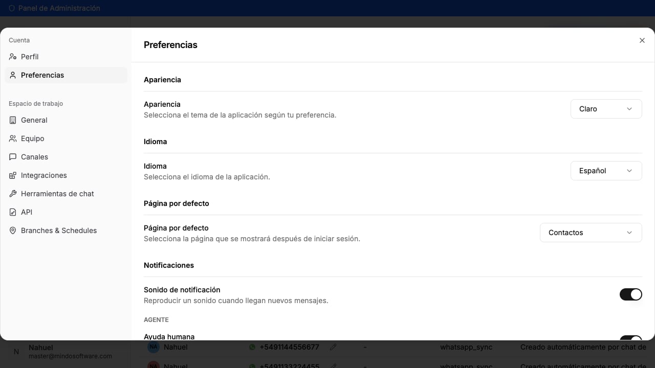 Abrir Configurações pelo menu lateral