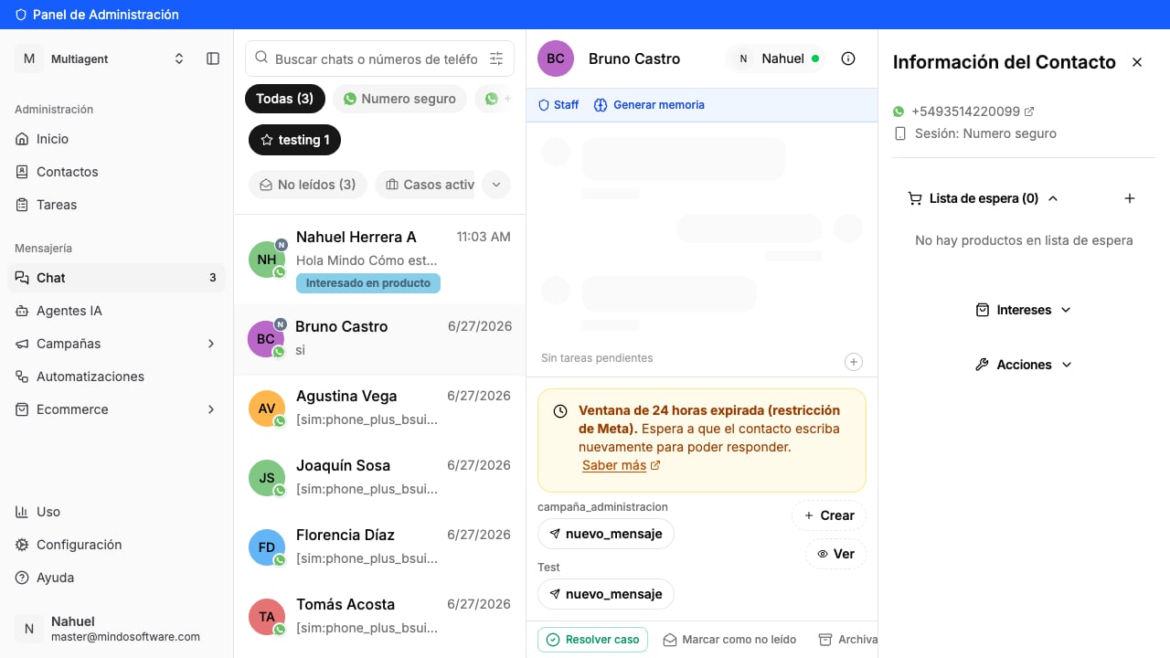 Aviso de janela de 24 horas expirada com templates no chat