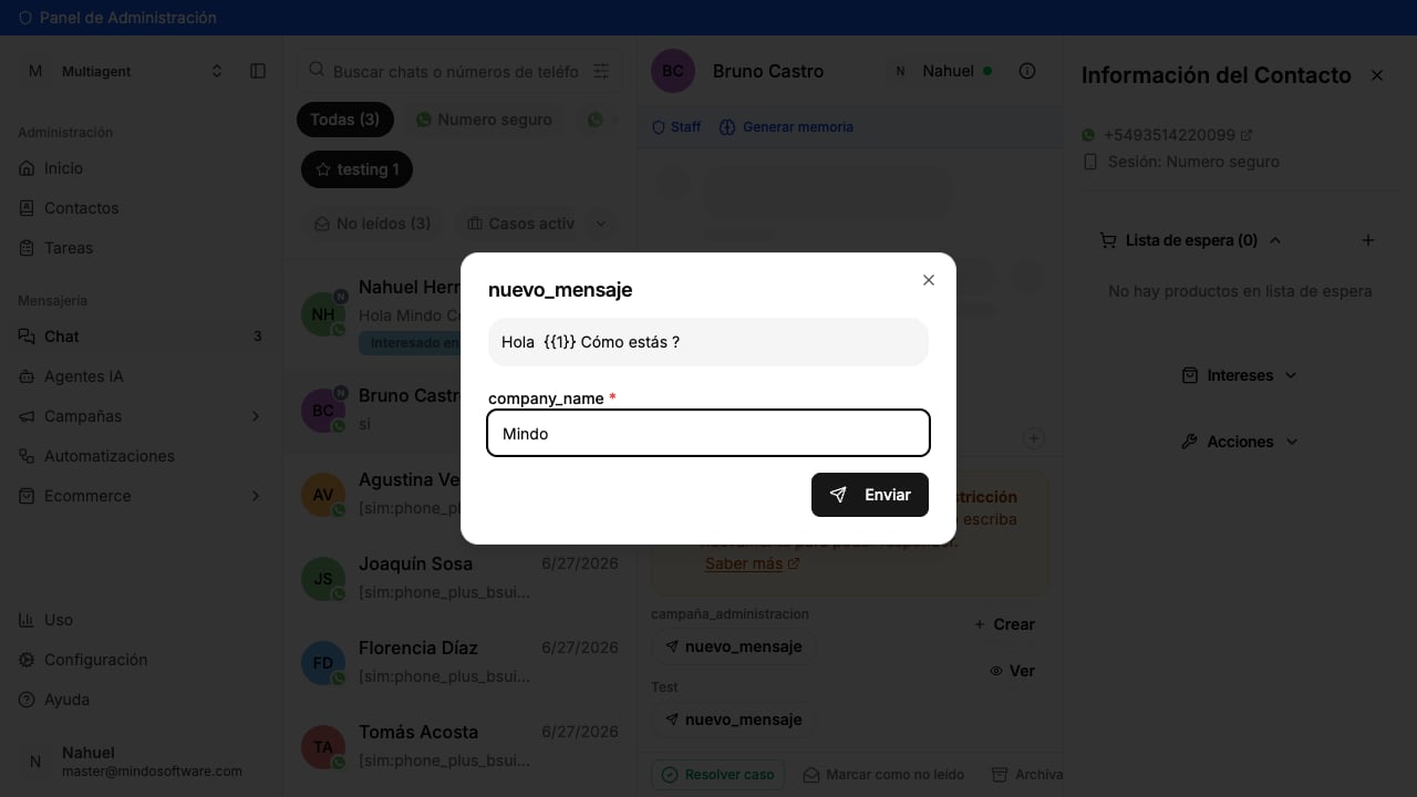 Preencher os dados do template antes de enviar