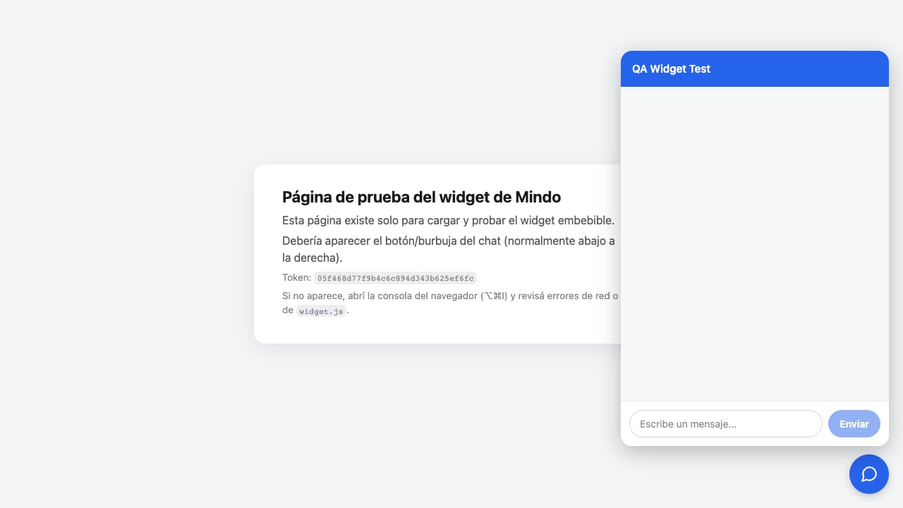 Panel del widget abierto
