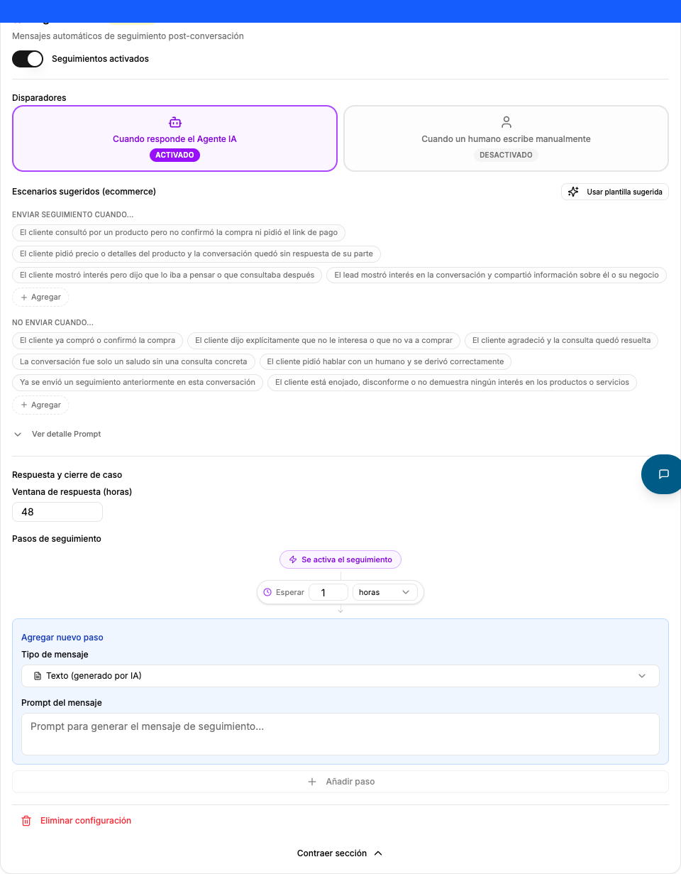 Seguimientos automáticos
