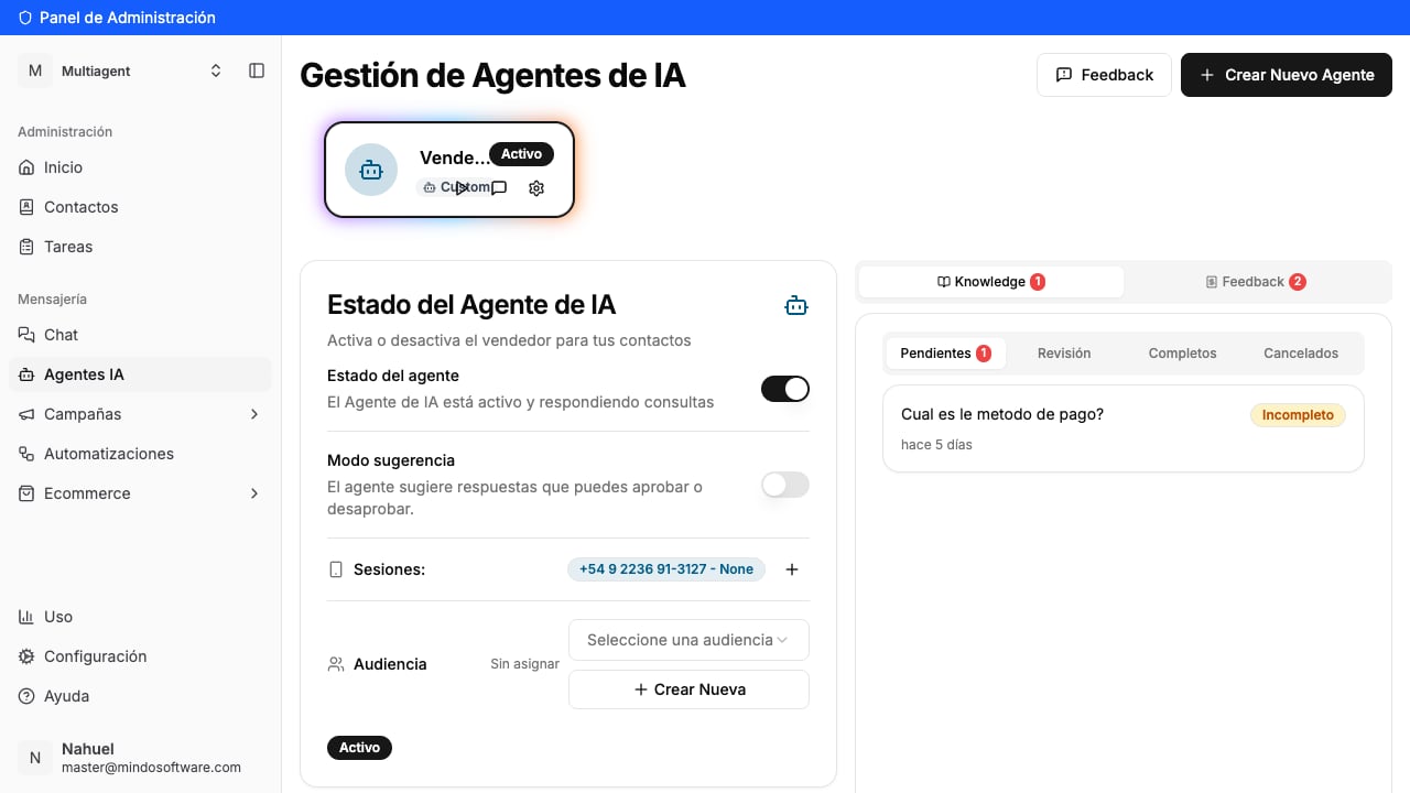 Agent with the Active label
