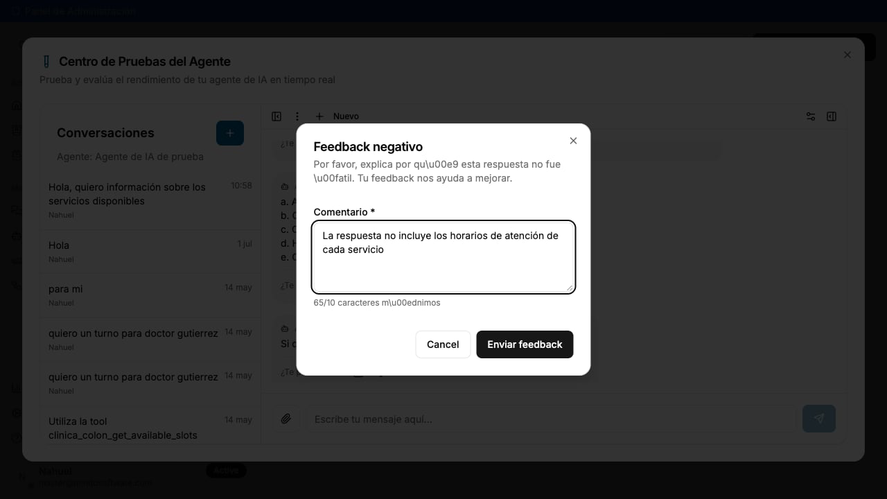 Negative feedback form with comment written and Submit feedback button enabled