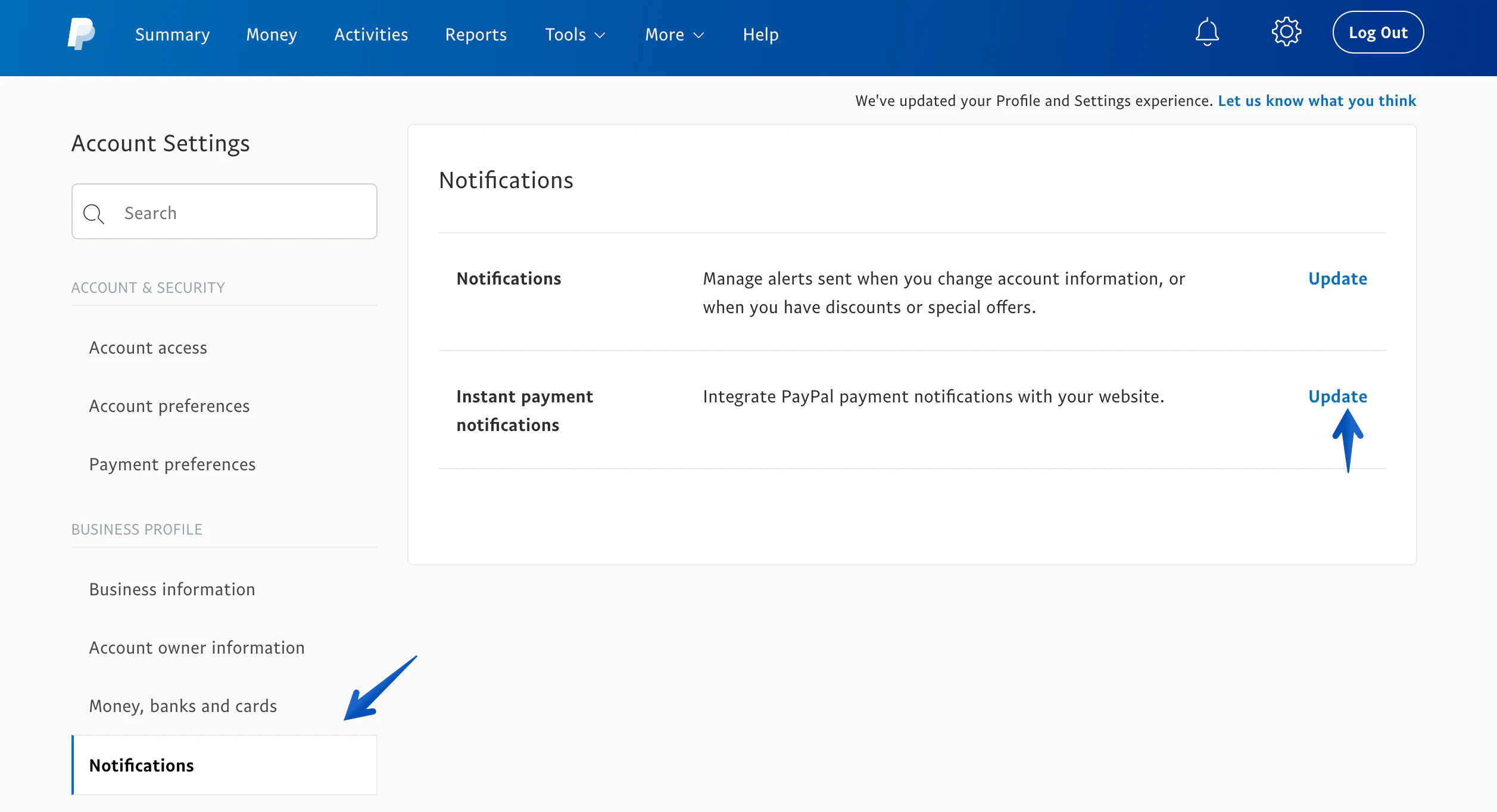 PayPal IPN Settings