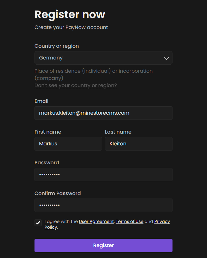 Step 1: Create a PayNow Account
