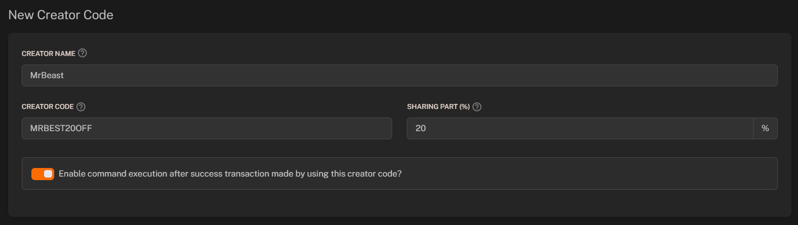 Create Referral Code