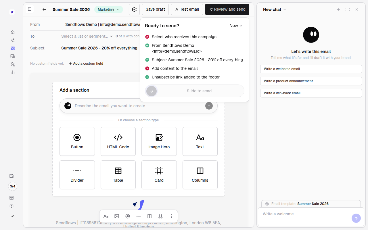 The Ready to send review checklist