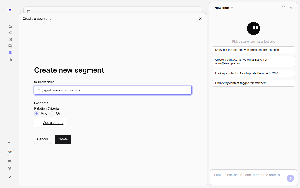 Naming a segment and choosing the relation criteria