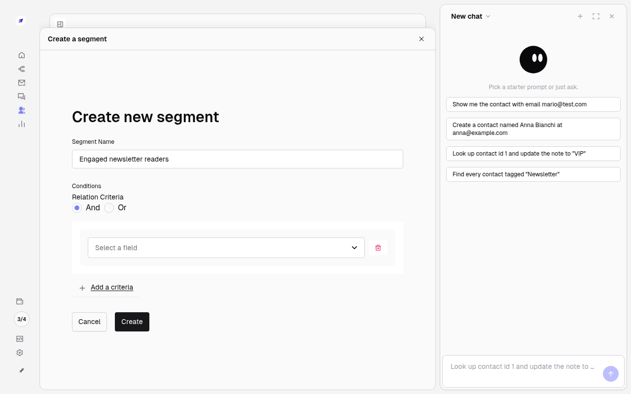 Adding a field condition to the segment