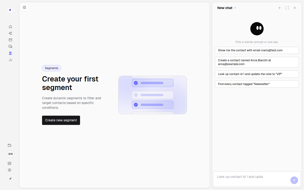 The empty Segments page with Create new segment