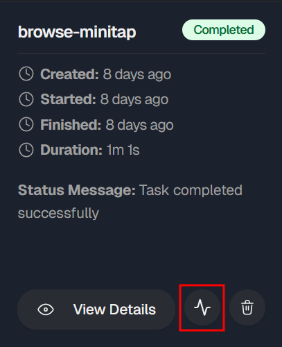 Task run details view