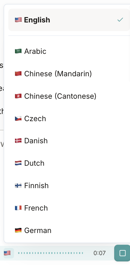 Voice Input Languages 1