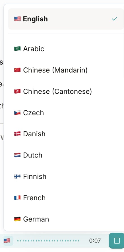 Voice Input Languages 1 Voice Input Languages 1