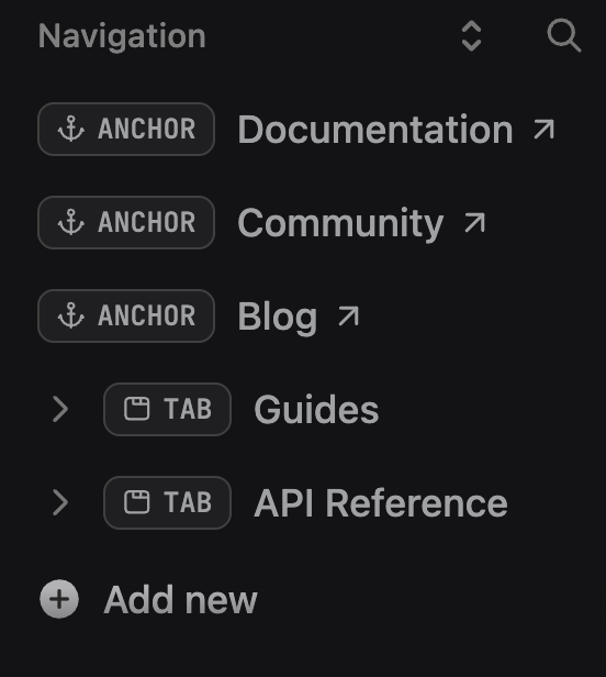 Add new navigation element.
