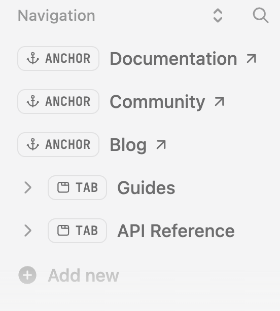 Add new navigation element.