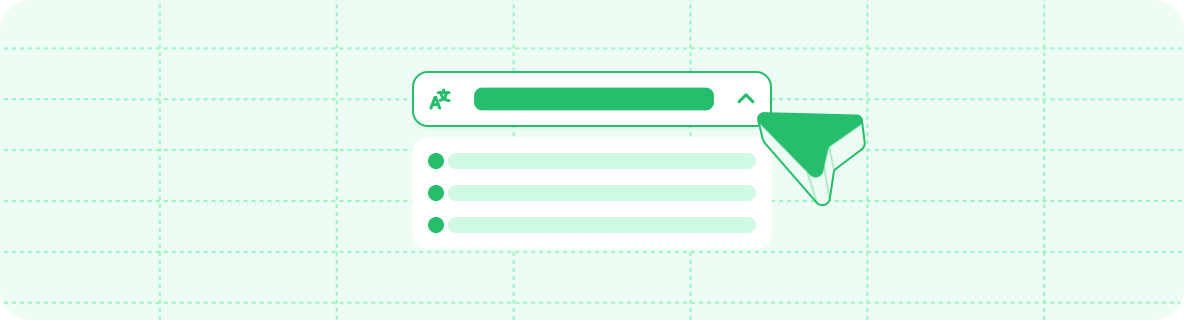 Decorative graphic of a language switcher.