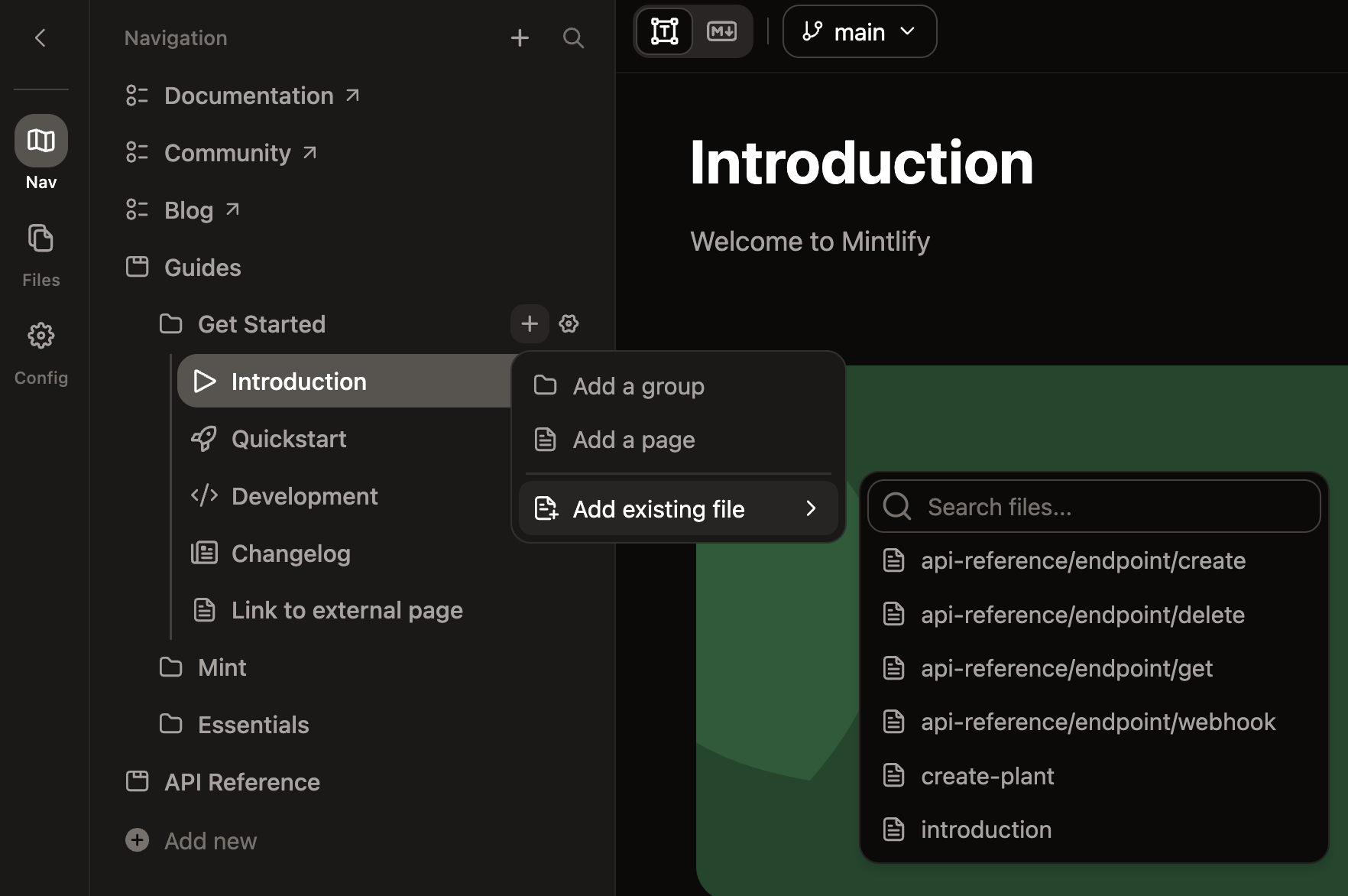 Add existing file menu expandeda.