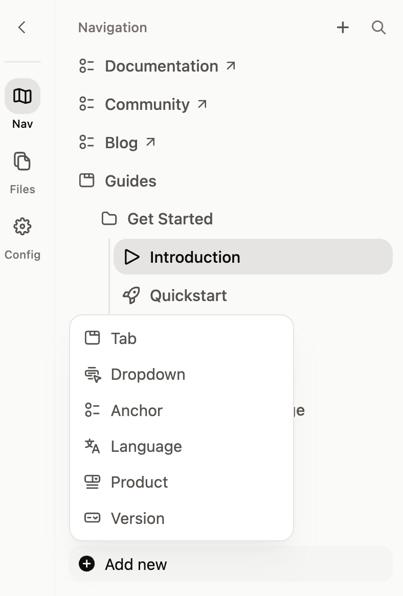 Add new navigation element.